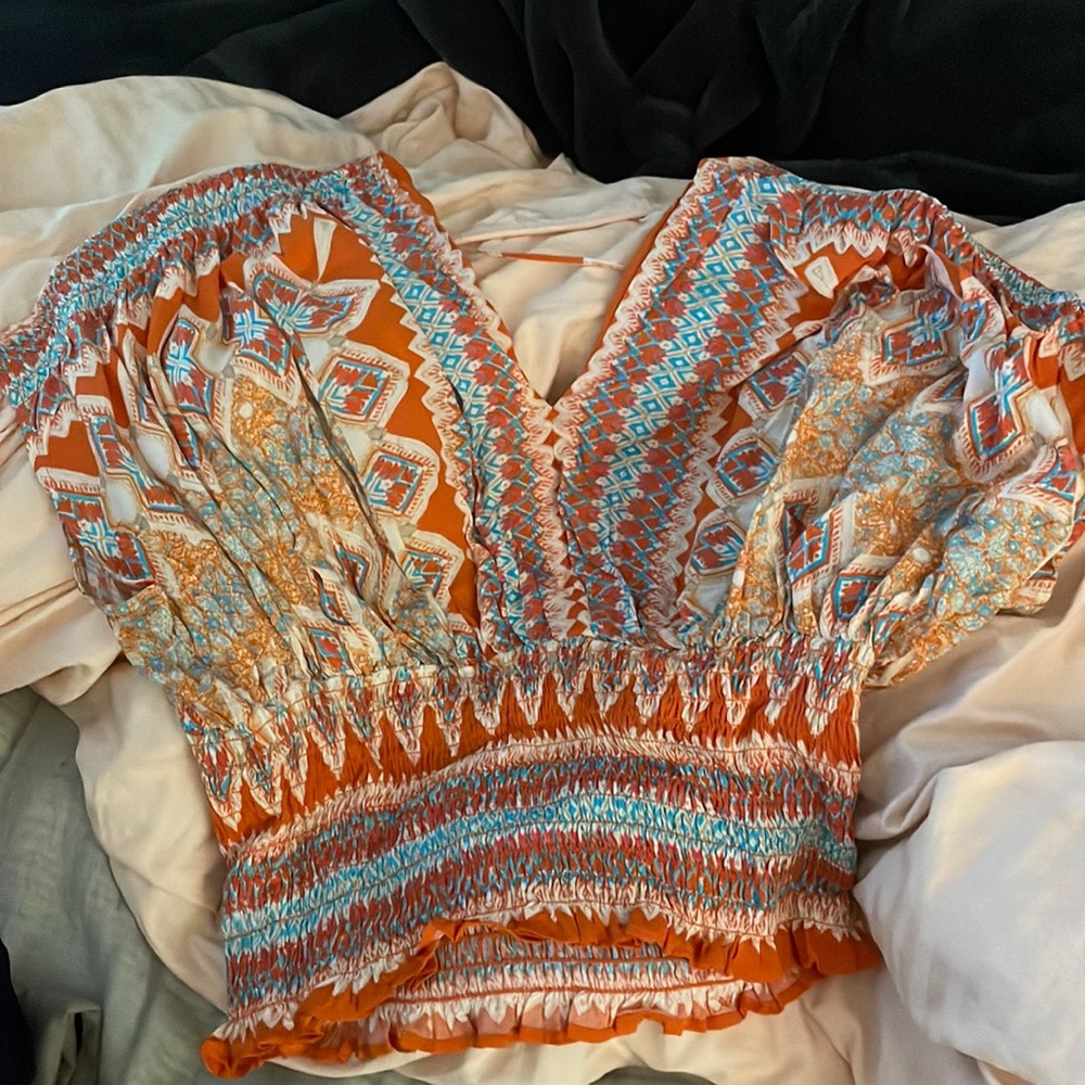 Orange and blue patterned top from TJMaxx